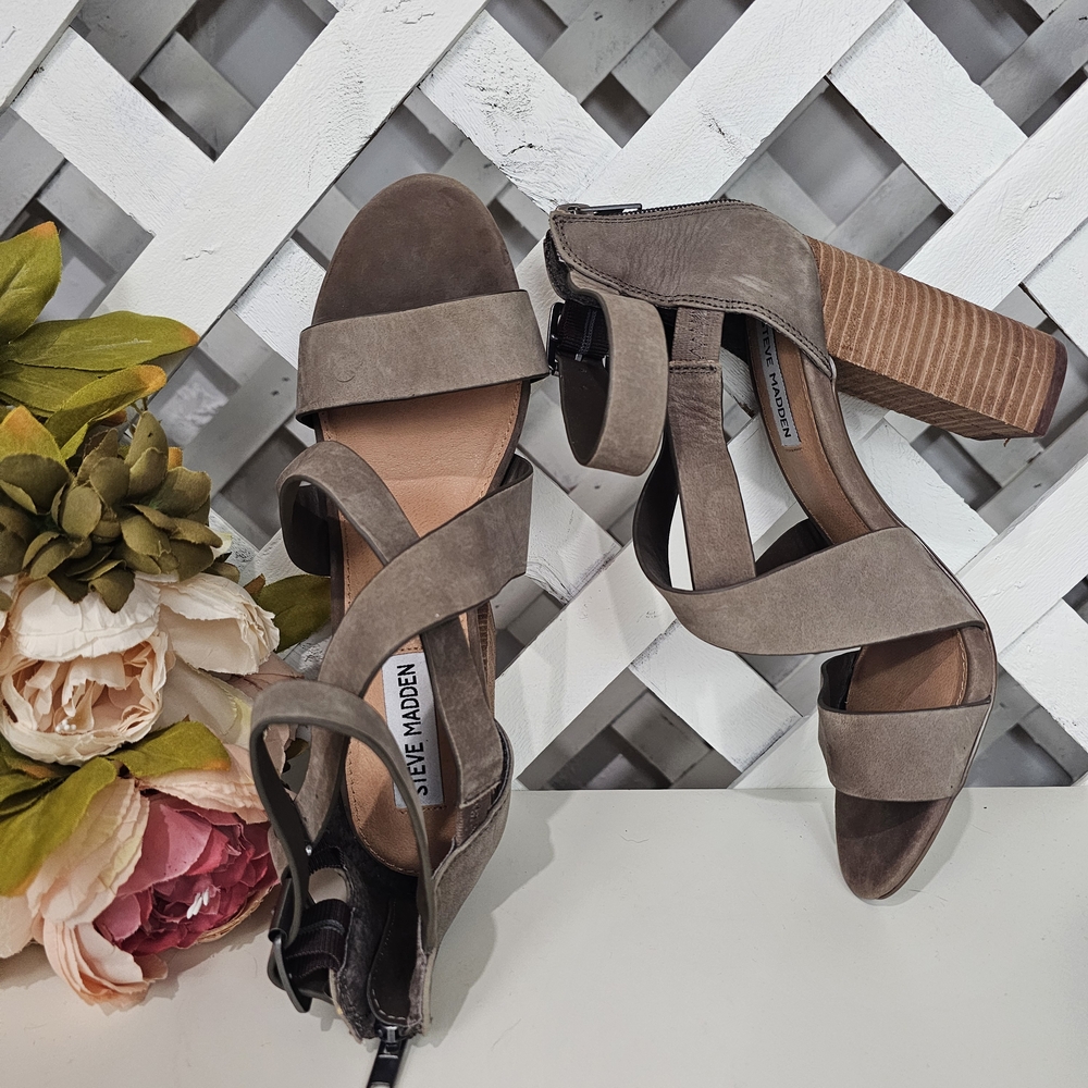 Steve Madden Taupe and Tan Strappy Heels